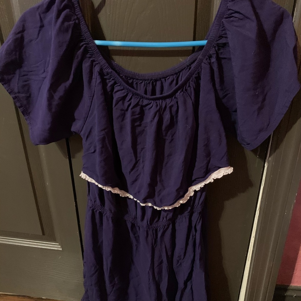 off the shoulder dark blue romper